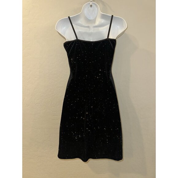 VTG 90's y2k Velvet liquid latex splattered bodycon Goth Dress Dark Fairy Prom M - Picture 7 of 11